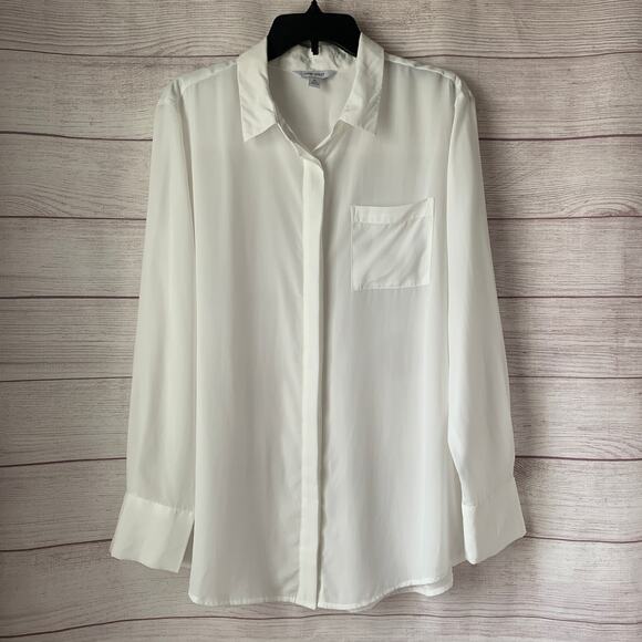 Nine West White Button Up Shirt Long Sleeve with Pocket Size XL - Picture 14 of 15